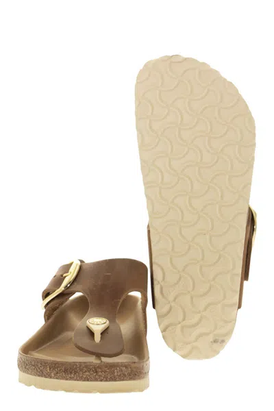 Birkenstock Gizeh Big Buckle Oiled Leather Sandals In Brown