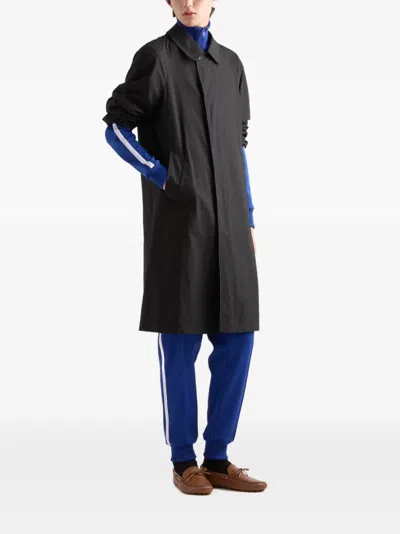 Prada Single-breasted Coat In Black