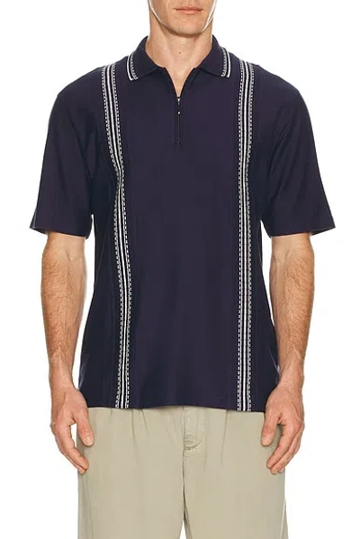 Palmes Panel Zip Polo In Blue