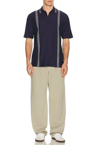 Palmes Panel Zip Polo In Blue