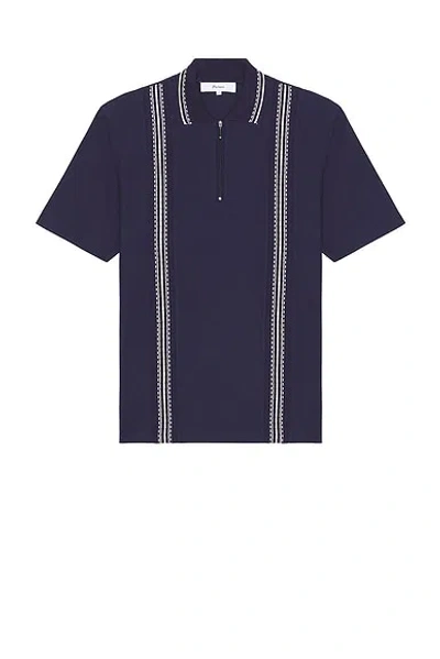 Palmes Panel Zip Polo In Blue