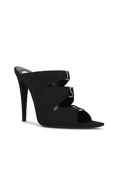 Saint Laurent Emilie 110 Crystal Embellished Satin Mules In Black