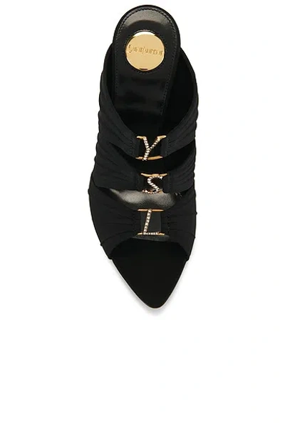 Saint Laurent Emilie 110 Crystal Embellished Satin Mules In Black