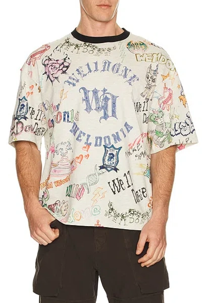 We11 Done Grey Doodle Printed T-shirt In Multi