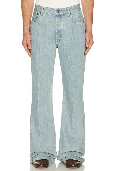 Valentino Logo Patch Flared Jeans In Blue