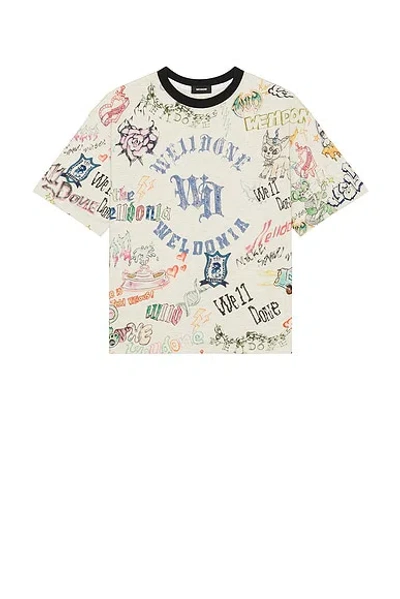 We11 Done Grey Doodle Printed T-shirt In Multi