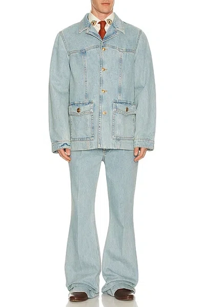 Valentino Logo Patch Flared Jeans In Blue