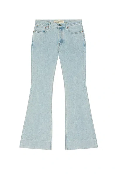 Valentino Logo Patch Flared Jeans In Blue