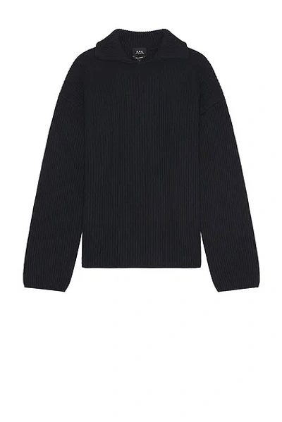 Apc Pull Long Sleeve Polo In Blue