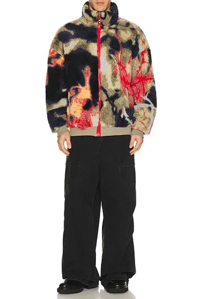 Diesel Teddy-fleece Jacket With Graffiti Motif In Multi