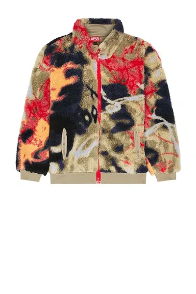 Diesel Teddy-fleece Jacket With Graffiti Motif In Multi