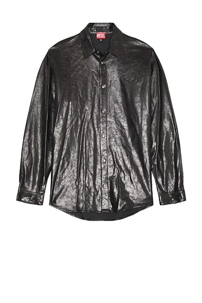 Diesel Textured Shirt With Branded Buttons In Black