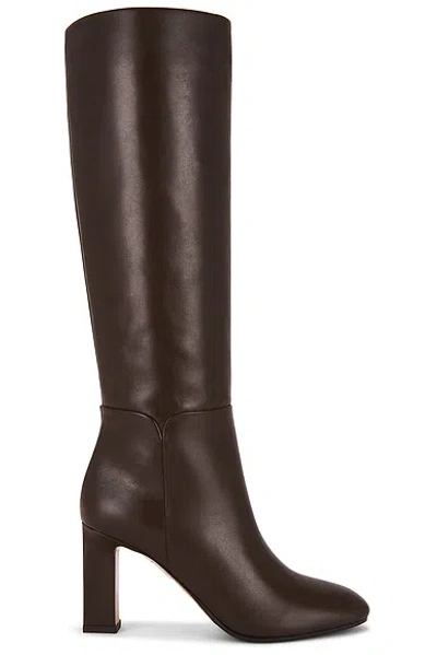 Aquazzura 85mm Sellier Block-heel Knee-high Boots In Brown