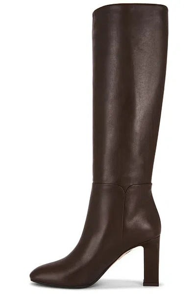 Aquazzura 85mm Sellier Block-heel Knee-high Boots In Brown