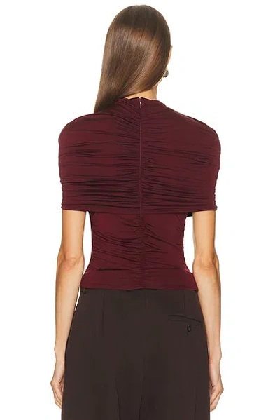 Lapointe Jersey Mock Neck Ruched Top In Red