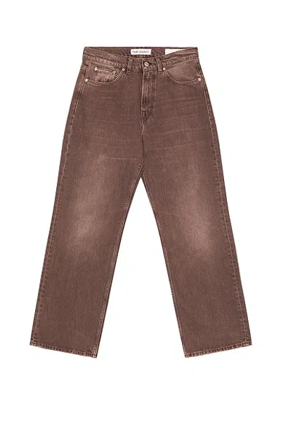 Our Legacy Denim Trousers Faded Effect Belt Loops Five Pockets In Brown