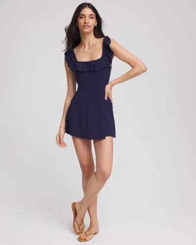 Chico's Gottex Tutti Frutti Square Neck Swim Dress In Blue