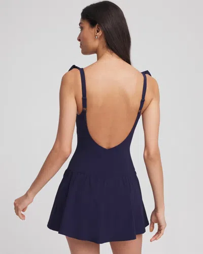 Chico's Gottex Tutti Frutti Square Neck Swim Dress In Blue