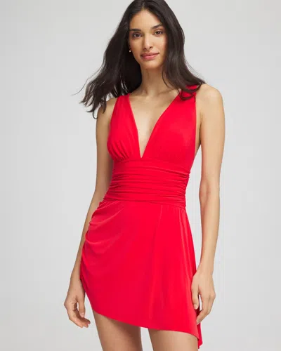 Chico's Magicsuit Solid Celine Swim Dress In Bright Red