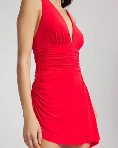 Chico's Magicsuit Solid Celine Swim Dress In Bright Red