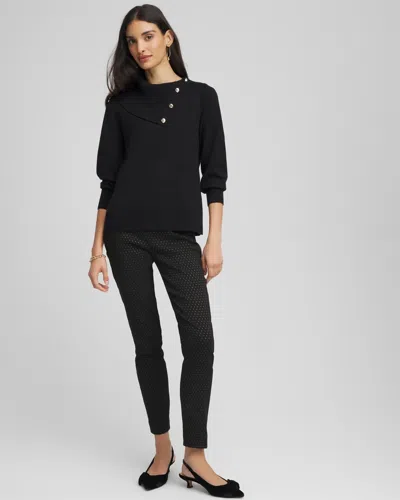 Chico's Button Envelope Neck Sweater In Black In Black