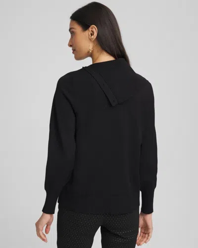 Chico's Button Envelope Neck Sweater In Black In Black