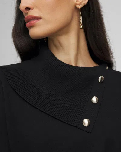 Chico's Button Envelope Neck Sweater In Black In Black