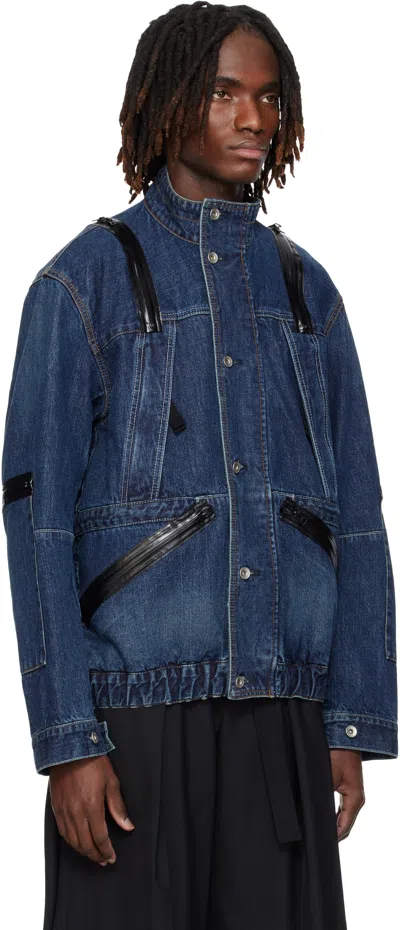 Sacai Non-stretch Denim Jacket In Blue