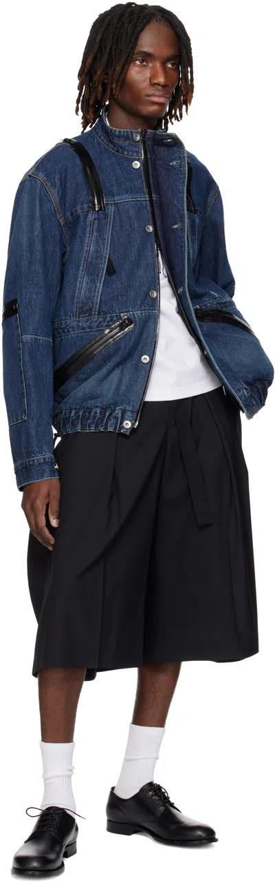 Sacai Non-stretch Denim Jacket In Blue