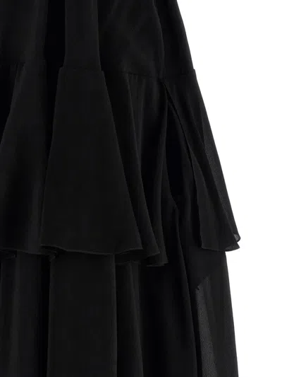 Chloé Open-back Embellished Tiered Silk-georgette Maxi Dress In Black