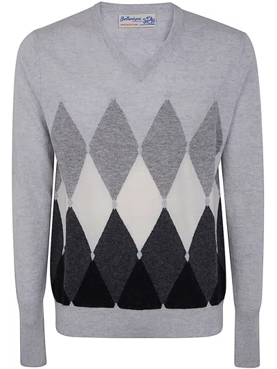 Ballantyne V Neck Pullover In Gray