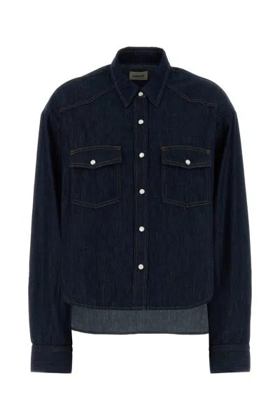 Khaite Neutrals Grenon Cropped Denim Cotton Shirt