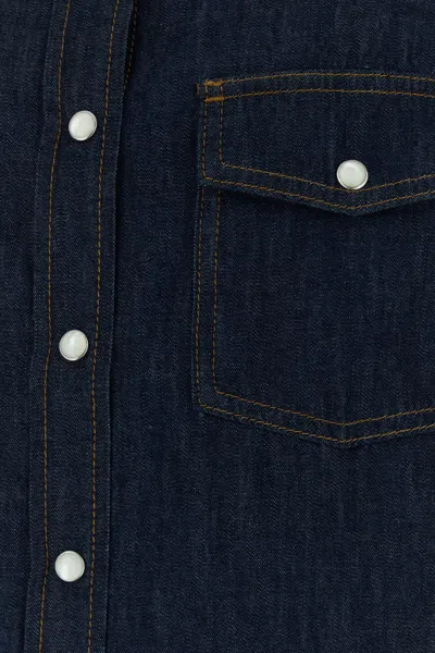 Khaite Neutrals Grenon Cropped Denim Cotton Shirt