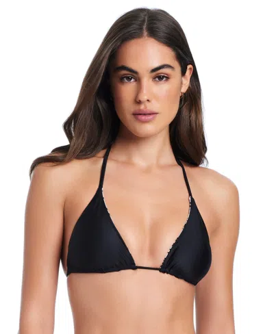 Red Carter Reversible Classic Triangle Bikini Top In White