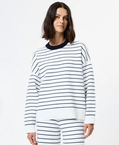 French Connection Marley Striped Sweater In White