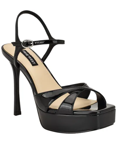 Nine West Tates Ankle Strap Platform Sandal In Black