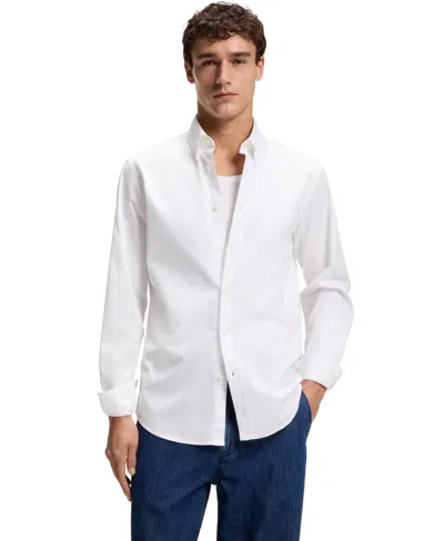 Hugo Boss Slim-fit Shirt In Italian-made Performance-stretch Jersey In White