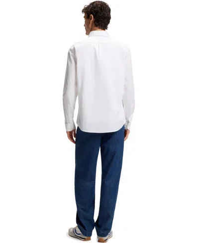 Hugo Boss Slim-fit Shirt In Italian-made Performance-stretch Jersey In White