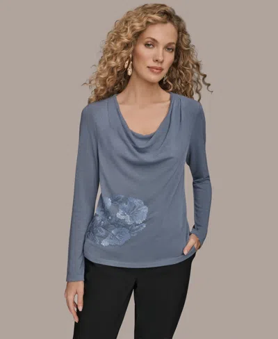Donna Karan Embellished Top In Gray