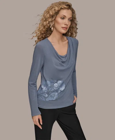 Donna Karan Embellished Top In Gray