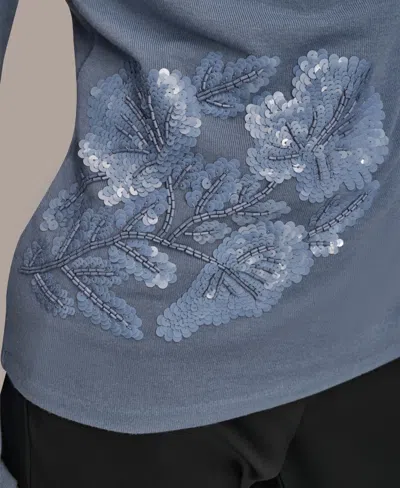 Donna Karan Embellished Top In Gray