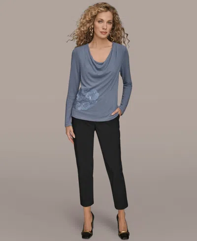 Donna Karan Embellished Top In Gray