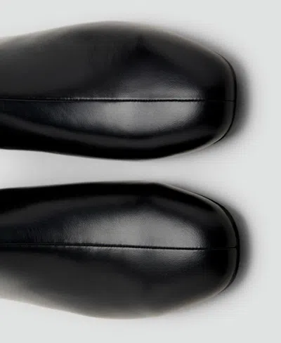 Mango Leather Round Toe Ankle Boots In Black