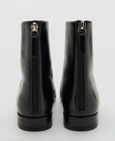 Mango Leather Round Toe Ankle Boots In Black