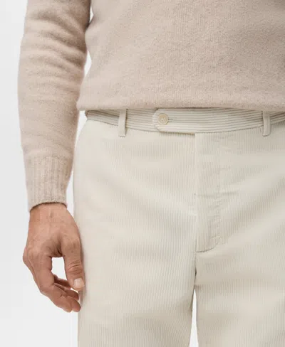 Mango Men's Corduroy Regular-fit Pants In White