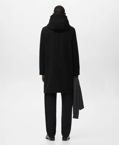 Mango Men's Wool Blend Hooded Coat In Black
