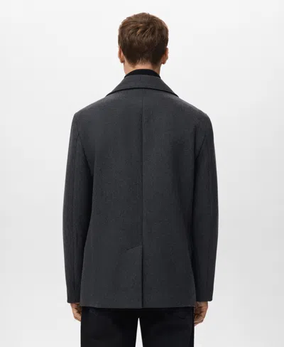 Mango Men's Short Double-breasted Wool Coat In Black