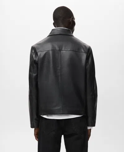 Mango Men's Pockets Leather Jacket In Black