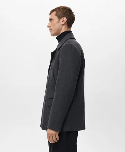 Mango Men's Short Double-breasted Wool Coat In Black