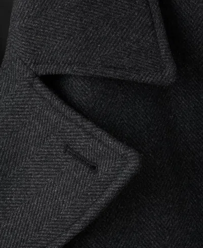 Mango Men's Short Double-breasted Wool Coat In Black
